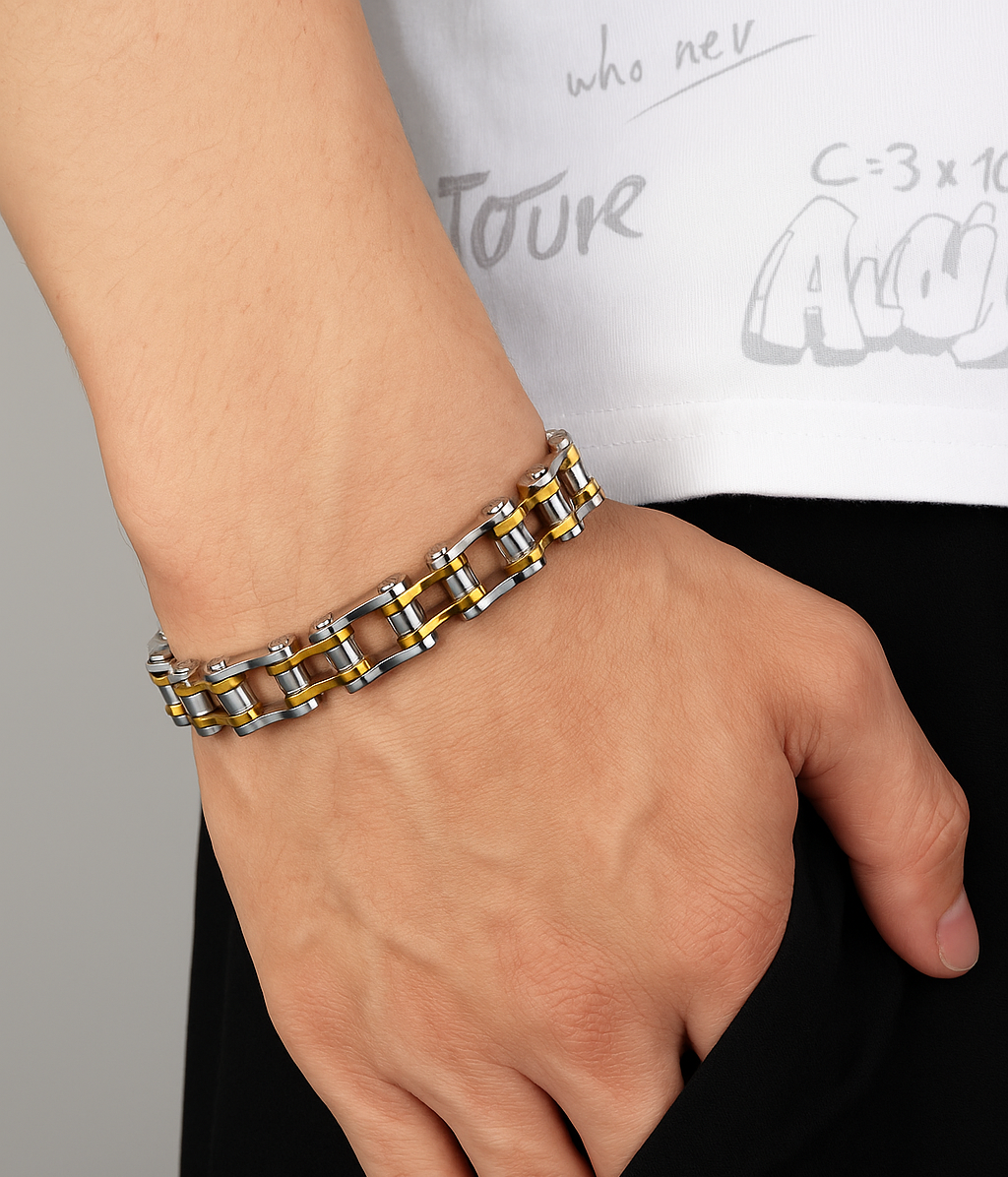 Pulsera de Acero – Plateada y Dorada